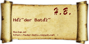 Héder Bató névjegykártya